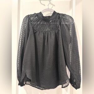 Loft size XS sheer armed pebbled long sleeve top